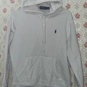 white POLO hoodie w/ front pockets